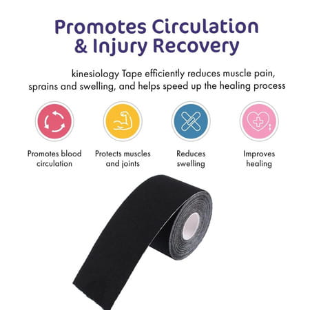 Healthtrek Kinesiology Tape For Pain (Pack Of 1 | Black | 5 M X 5 Cm)