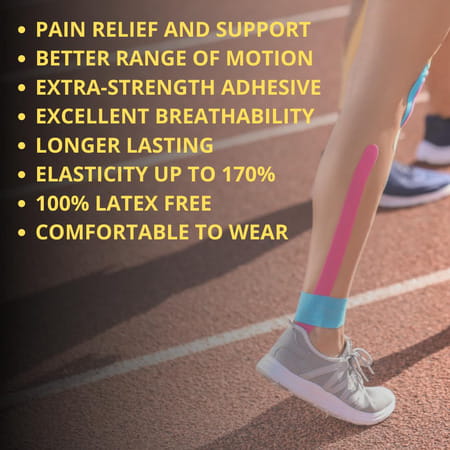 Healthtrek Kinesiology Tape For Pain (Pack Of 1 | Black | 5 M X 5 Cm)