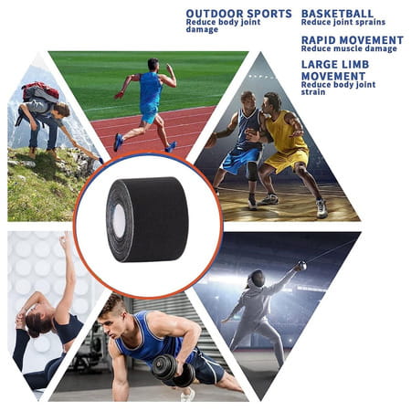 Healthtrek Kinesiology Tape For Pain (Pack Of 1 | Black | 5 M X 5 Cm)