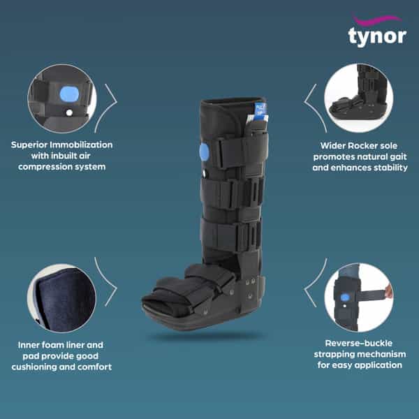 Tynor Walker Boot Air Black Large 1 Unit