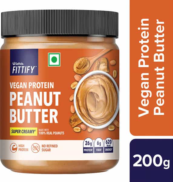 Saffola Fittify Vegan Protein Peanut Butter Super Creamy 200G Jar