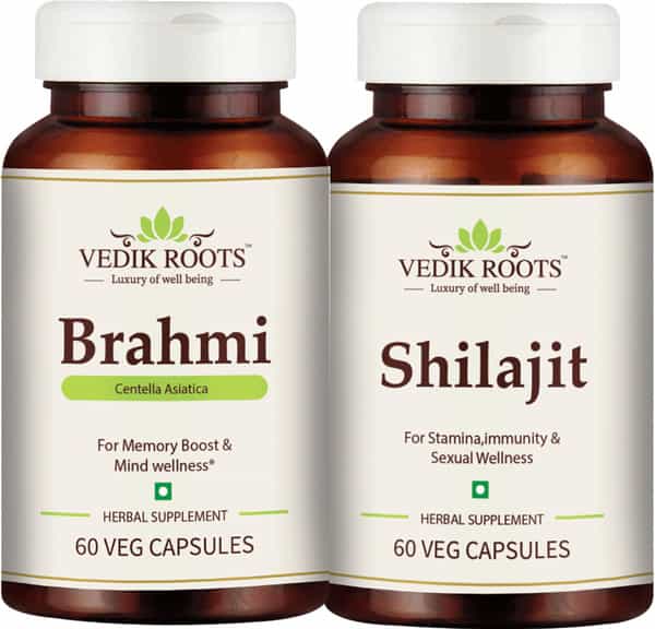 Vedikroots Brahmi + Shilajit 60 Capsules For Performance Booster Combo