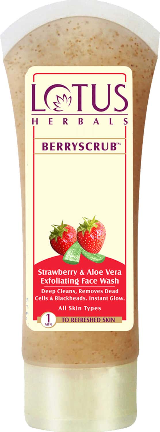 Lotus Herbals Berryscrub Strawberry & Aloe Vera Exfoliating Face Wash - 80 G