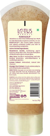Lotus Herbals Berryscrub Strawberry & Aloe Vera Exfoliating Face Wash - 80 G