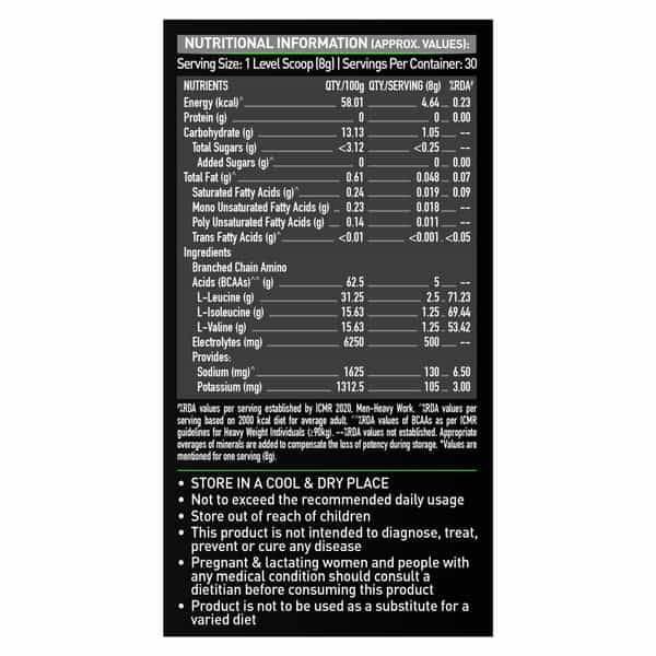 Muscleblaze Bcaa Pro, Powerful Intra Workout | 5G Vegan Bcaas & 500 Mg Electrolytes (Litchi, 240 G)