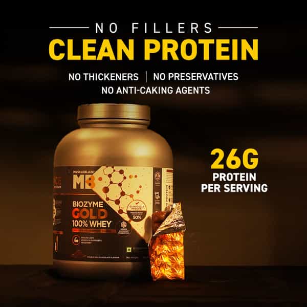 Muscleblaze Biozyme Gold 100% Whey Protein (Double Rich Chocolate| 2Kg / 4.4 Lb)
