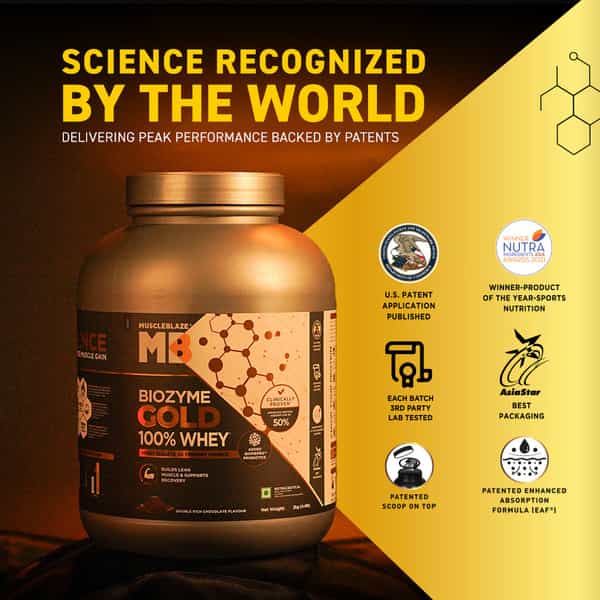 Muscleblaze Biozyme Gold 100% Whey Protein (Double Rich Chocolate| 2Kg / 4.4 Lb)