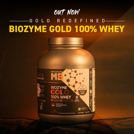 Muscleblaze Biozyme Gold 100% Whey Protein (Double Rich Chocolate| 2kg / 4.4 Lb)