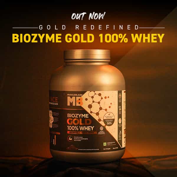 Muscleblaze Biozyme Gold 100% Whey Protein (Double Rich Chocolate| 2Kg / 4.4 Lb)