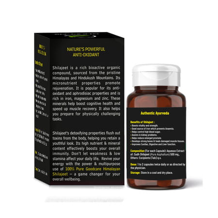 Goodcare Pure Himalayan Shilajit 60 Caps | Natural Ayurvedic Booster For Stamina | Energy & Immunity