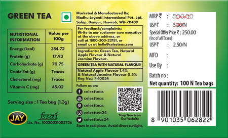 Celest Green Tea 100 Bags