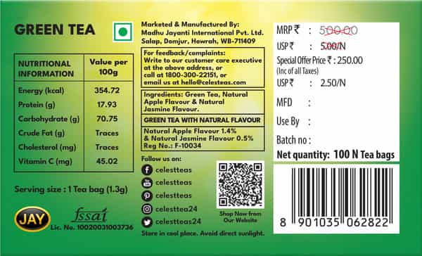 Celest Green Tea 100 Bags