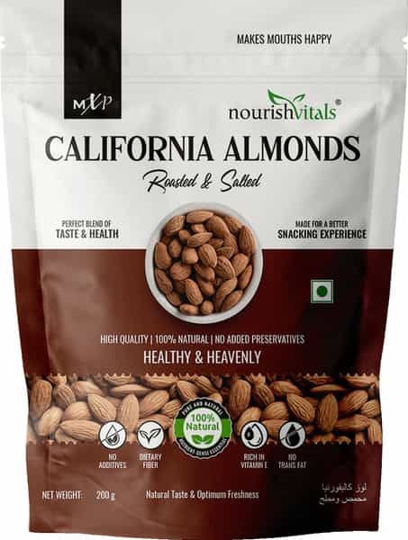 Nourishvitals Healthy Munching Combo | California Roasted And Salted Almonds (200Gm Each)