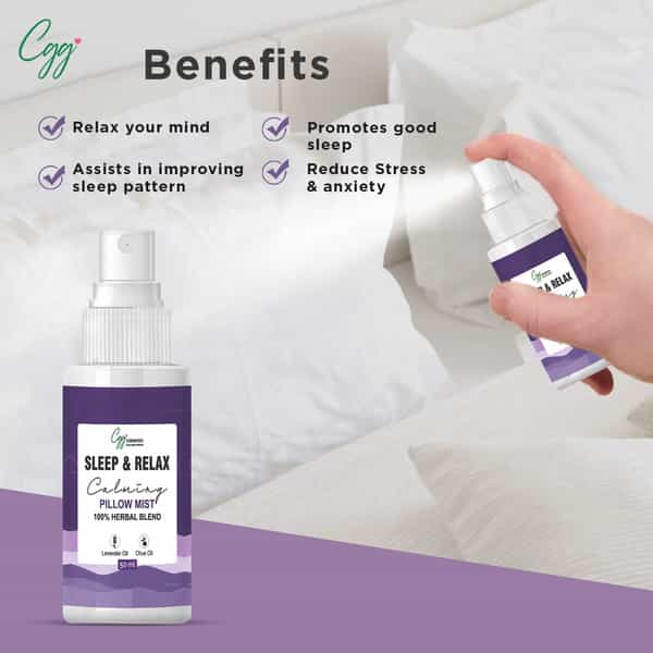 Cgg Cosmetics Sleep & Relax Calming Pillow Mist 100 % Herbal Oil Bland 50 Ml