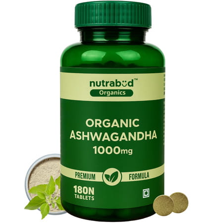 Nutrabud Organics Ashwagandha 1000mg | Stress & Anxiety Relief | 180 Tablets