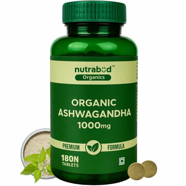Nutrabud Organics Ashwagandha 1000Mg | Stress & Anxiety Relief | 180 Tablets