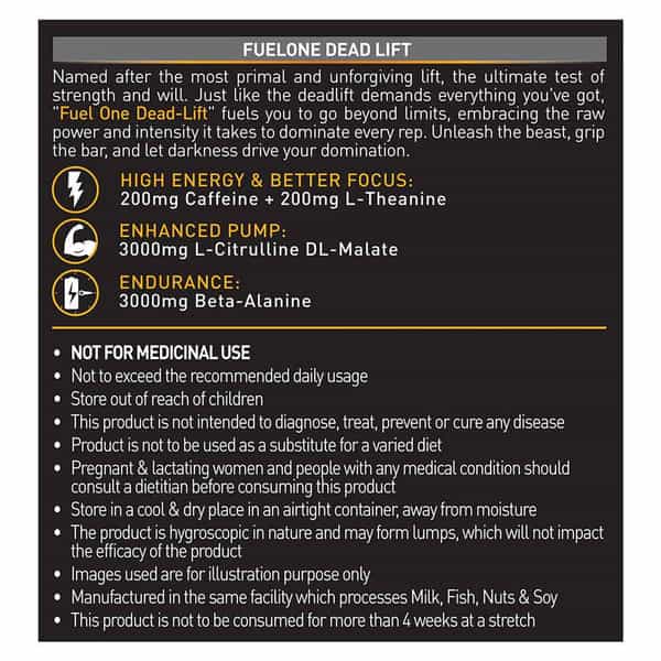 Fuel One Dead-Lift Pre Workout (Deadly Fruit | 100G | 13 Servings) | 200Mg Caffeine