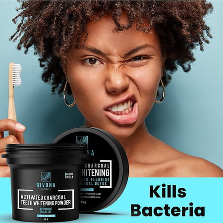 Rivona Naturals Activated Charcoal Teeth Whitening Powder - 35g (Fluoride Free)