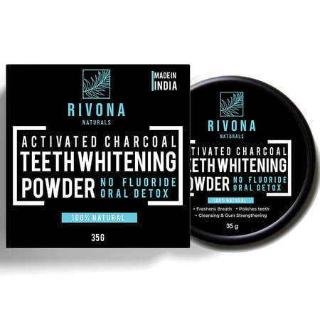 Rivona Naturals Activated Charcoal Teeth Whitening Powder - 35g (Fluoride Free)