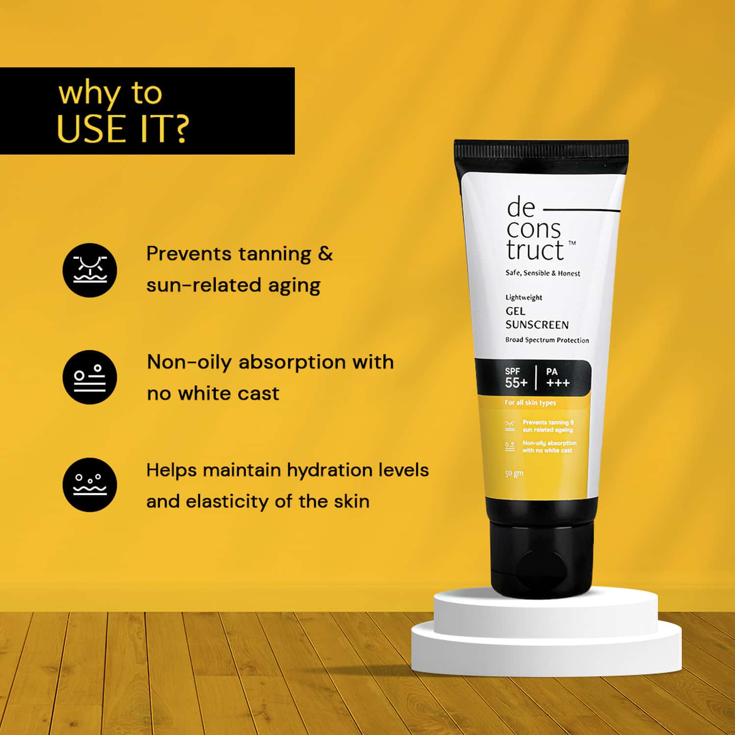 Buy DECONSTRUCT LIGHTWEIGHT GEL SUNSCREEN- SPF 55+ | PA+++ (50 GM ...