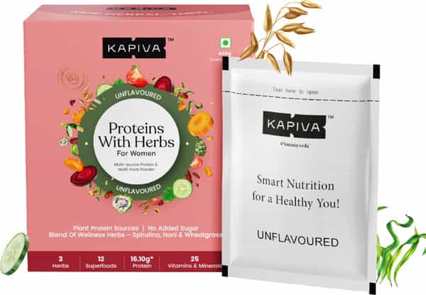 Kapiva Proteins With Herbs For Her - Ayurveda Backed Plant Based Protein | 420G 12 Servings