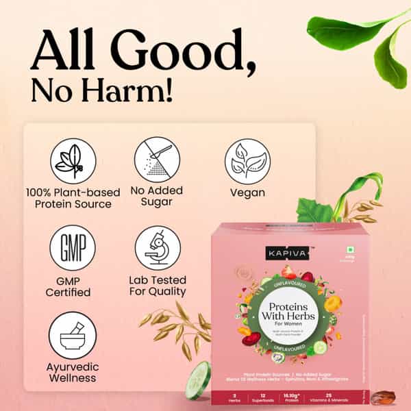 Kapiva Proteins With Herbs For Her - Ayurveda Backed Plant Based Protein | 420G 12 Servings
