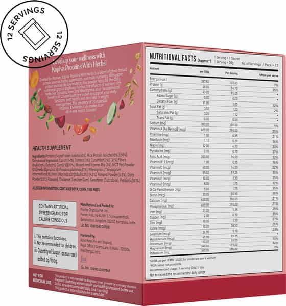 Kapiva Proteins With Herbs For Her - Ayurveda Backed Plant Based Protein | 420G 12 Servings