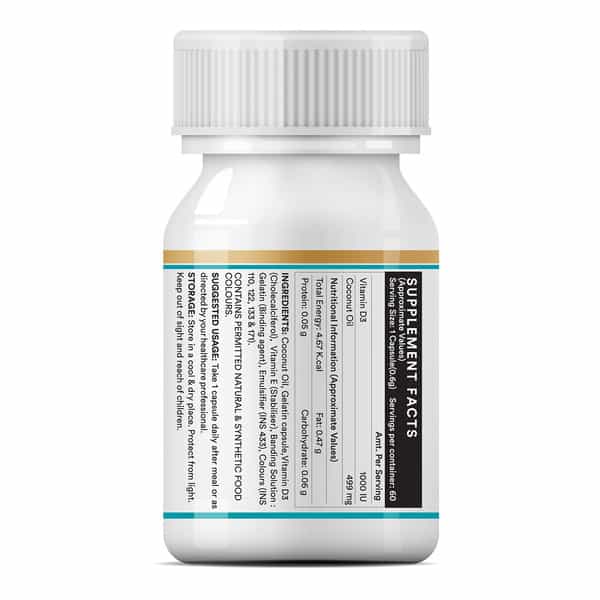 Inlife Vitamin D3 Cholecalciferol Supplement For Men Women 1000 Iu - 60 Liquid Filled Capsules
