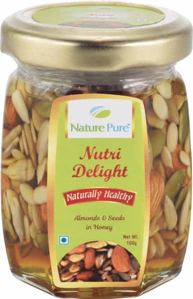 Nature Pure Nutri Delight Honey + Premium Quality Almonds & Seeds -Pack Of 1 Jar X 100G