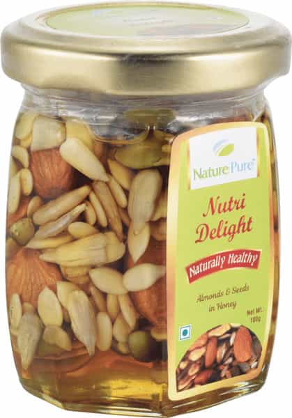 Nature Pure Nutri Delight Honey + Premium Quality Almonds & Seeds -Pack Of 1 Jar X 100G