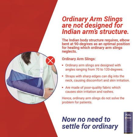 Pug Arm Sling, Designed For Compliance At 90 Degree, With Airmesh Technology & Elongated Pad Cushion