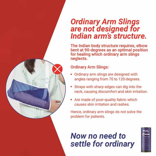 Pug Arm Sling, Designed For Compliance At 90 Degree, With Airmesh Technology & Elongated Pad Cushion