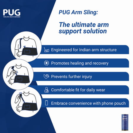 Pug Arm Sling, Designed For Compliance At 90 Degree, With Airmesh Technology & Elongated Pad Cushion