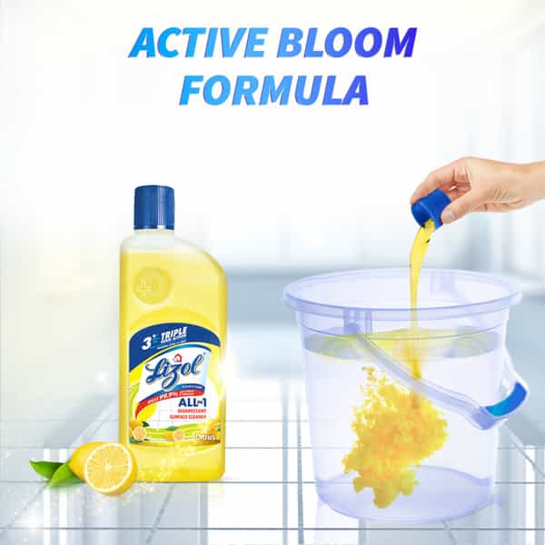 Lizol Disinfectant Surface & Floor Cleaner | Citrus 2L With Citrus Floor Cleaner - 500 Ml