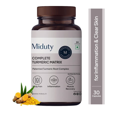 Miduty Complete Turmeric Matrix - Turmeric - Cough Cold - Cholesterol -10x Bioavailable -30 Capsule