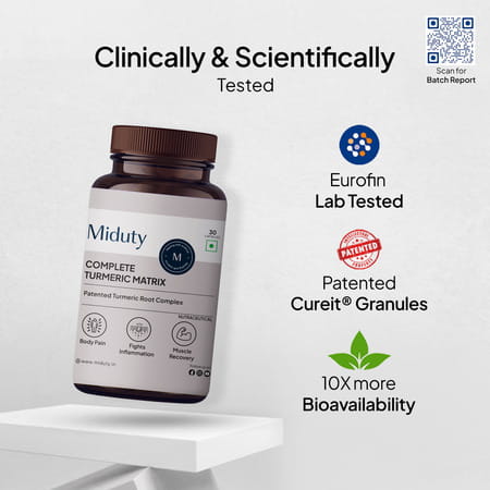Miduty Complete Turmeric Matrix - Turmeric - Cough Cold - Cholesterol -10x Bioavailable -30 Capsule