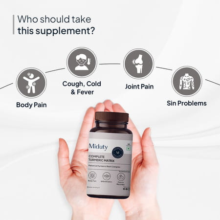 Miduty Complete Turmeric Matrix - Turmeric - Cough Cold - Cholesterol -10x Bioavailable -30 Capsule