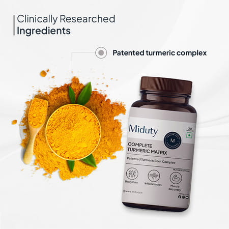 Miduty Complete Turmeric Matrix - Turmeric - Cough Cold - Cholesterol -10x Bioavailable -30 Capsule