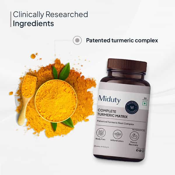 Miduty Complete Turmeric Matrix - Turmeric - Cough Cold - Cholesterol -10X Bioavailable -30 Capsule