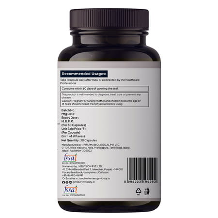 Miduty Complete Turmeric Matrix - Turmeric - Cough Cold - Cholesterol -10x Bioavailable -30 Capsule