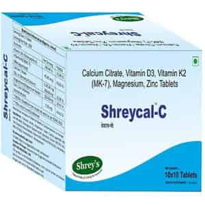 Shrey's Shreycal-c Calcium Citrate | Zinc | Vitamin D3 | Vitamin K2 (mk-7)help Bone & Joint - 100n