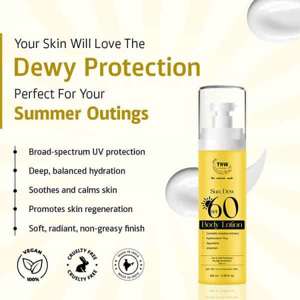 Tnw The Natural Wash Sun Dew Spf 60 Body Lotion | Hydration & Uv Protection 100 Ml