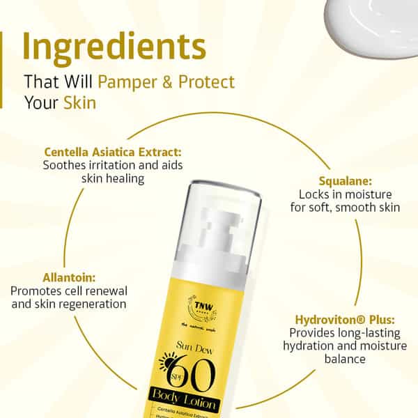 Tnw The Natural Wash Sun Dew Spf 60 Body Lotion | Hydration & Uv Protection 100 Ml