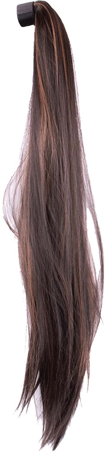 Streak Street Straight Dark Brown Ponytail With Copper Highlights