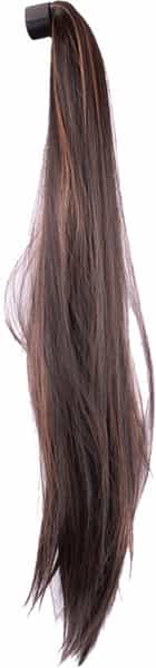 Streak Street Straight Dark Brown Ponytail With Copper Highlights