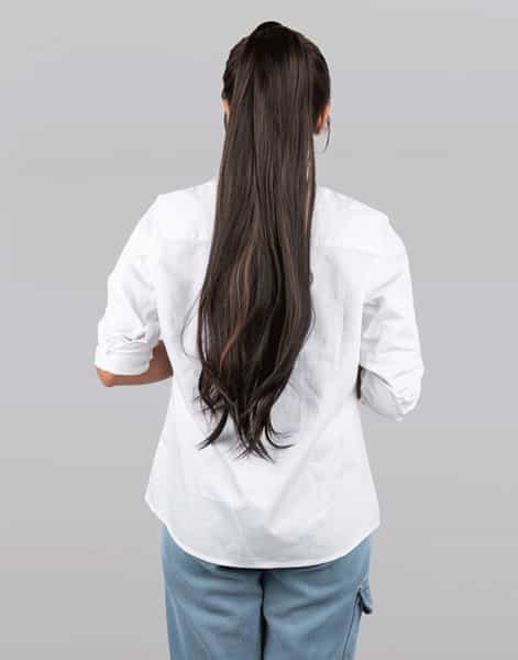 Streak Street Straight Dark Brown Ponytail With Copper Highlights