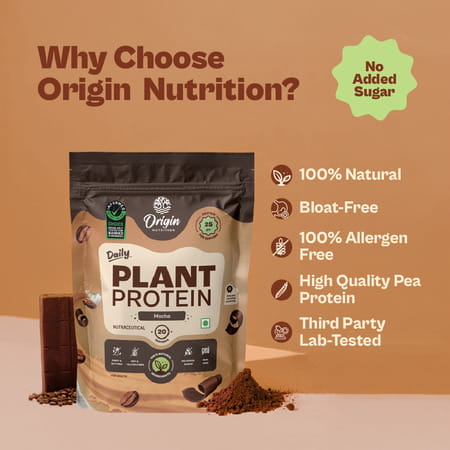 Origin Nutrition | Mocha Flavour With 25G Plant-Based Protein | 20 Servings
