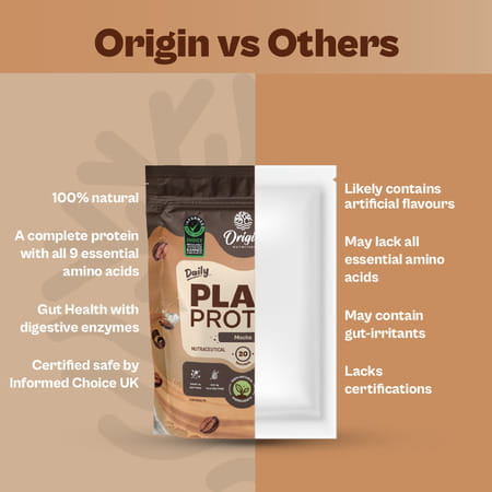 Origin Nutrition | Mocha Flavour With 25G Plant-Based Protein | 20 Servings