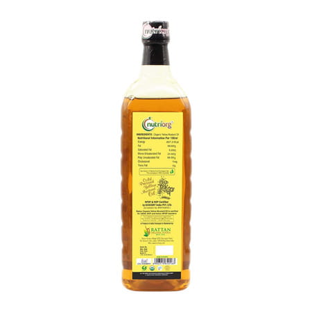 Nutriorg Certified Organic Yellow Mustard Oil 1000ml.