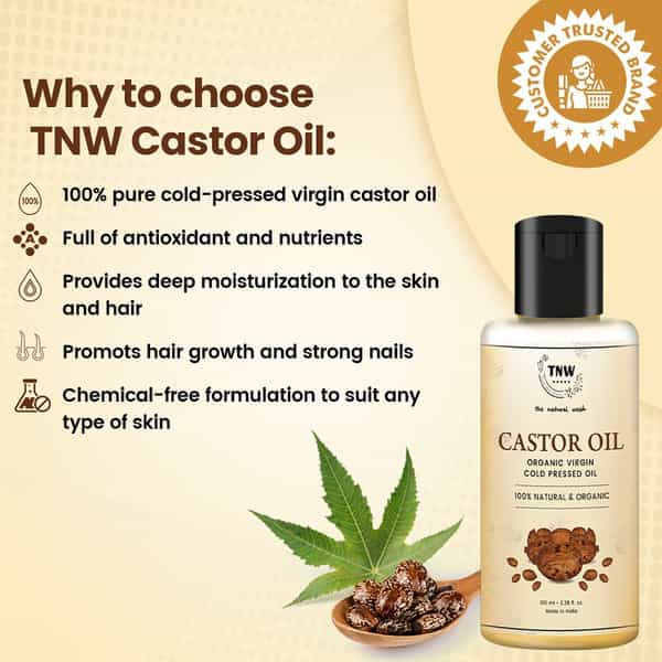 Tnw The Natural Wash Castor Oil For Hair Skin & Nails Organic Virgin Cold Pressed Oil - 100 Ml